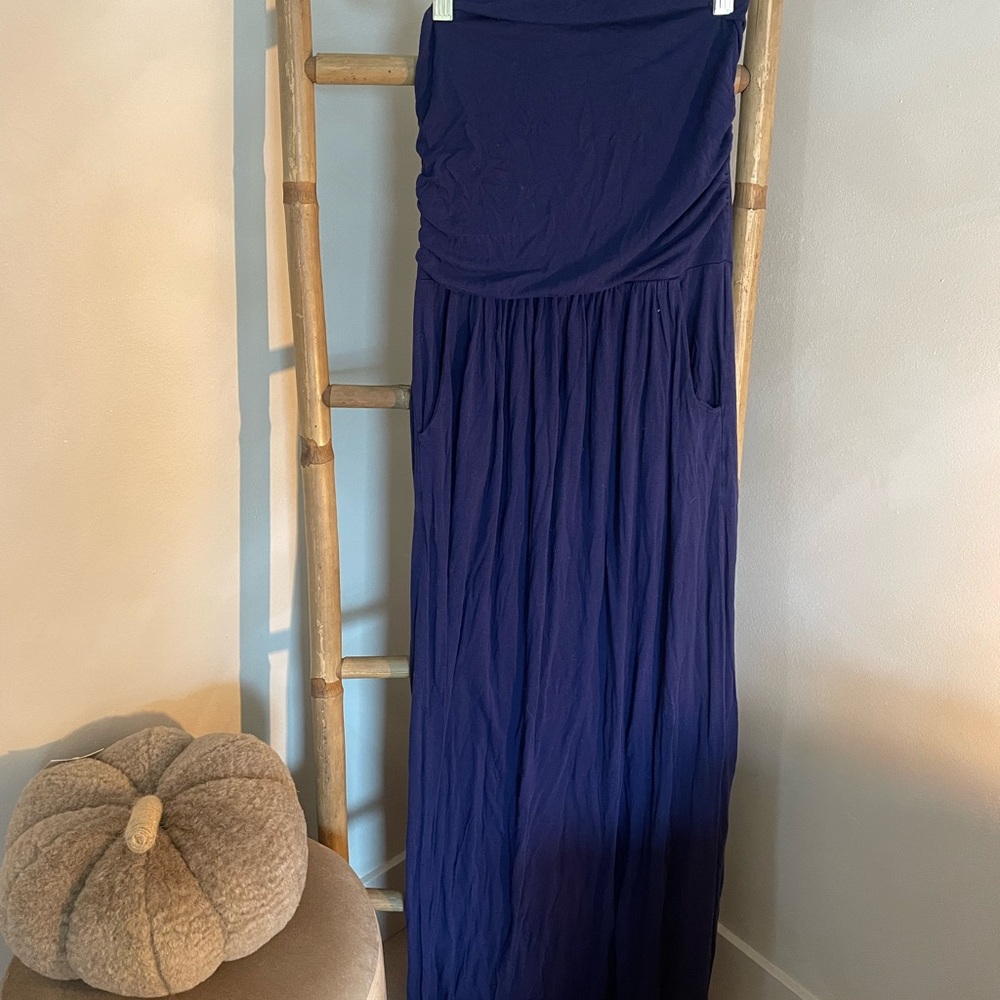 Vanilla Bay Navy Maxi Strapless Dress